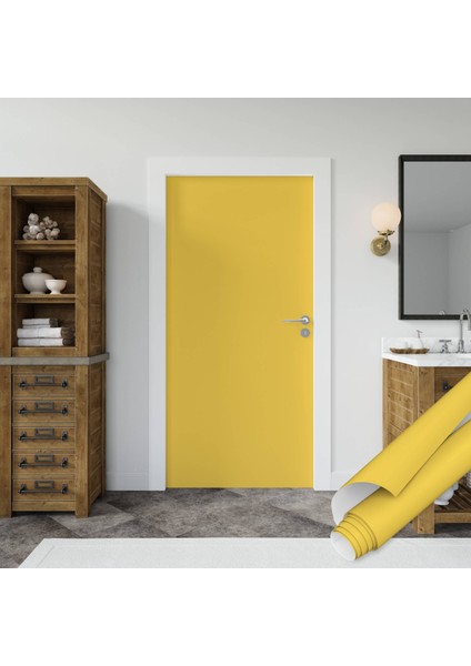 Sarı Renkli Düz Yapışkanlı Folyo, Mutfak, Tezgah, Masa, Mobilya Kaplama Folyosu, Isıya Dayanıklı, Su Geçirmez, Yapışkan Folyolar, Sticker, Büyük Ebatlı, Dekoros fiyatları