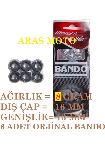 50 cc - 80 cc Scooter Baga Bando Orjinal Tahrik Seti BWR-007 16*13(8 Gr) - Arasmoto