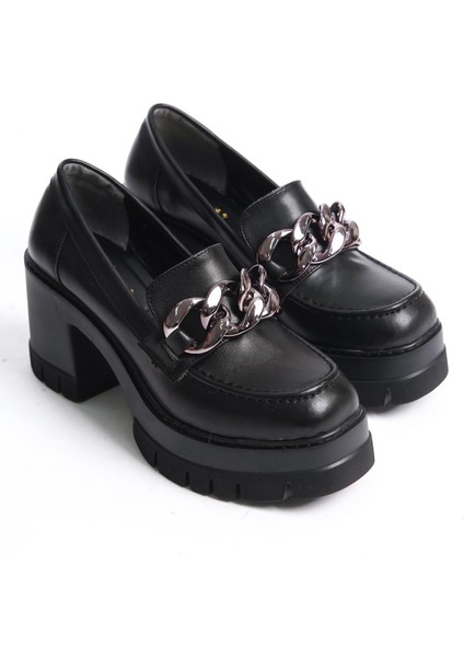 Kadın Guzi Siyah Cild Zinçir Tokalı 8 cm Topuklu Platformlu Ayakkabı fırsatları