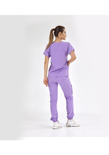 Basic Lüks Kaliteli Likralı Doktor Hemşire Forması Scrubs Lila