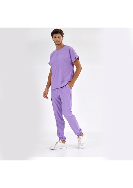 Basic Lüks Kaliteli Likralı Doktor Hemşire Forması Scrubs Lila