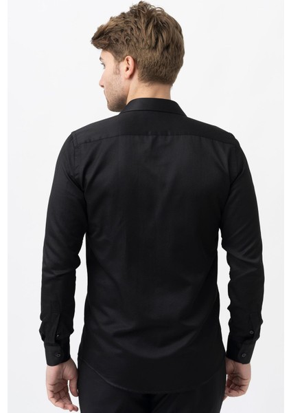 Bogotá G2401 Regular Fit Pamuklu Armürlü Gömlek Siyah