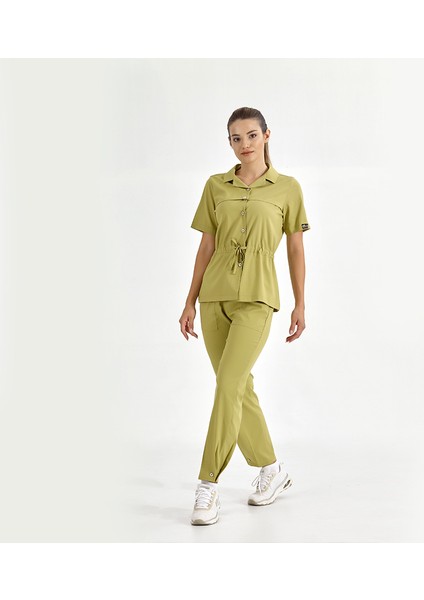 Retro Lüks Kaliteli Likralı Doktor Hemşire Forması Scrubs Antep Fıstığı