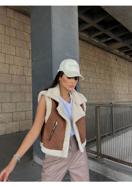 Vance Içi Kürk Detay Crop Kaban 10027 Kahverengi modelleri