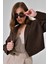 Kahve Kruvaze Crop Blazer Ceket 3