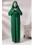 Zümrüt Yeşili Kadın Çantalı Pratik Başörtülü Tek Parça Namaz Elbisesi 3