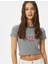 Crop Tişört Ribanalı Slim Fit Işleme Detaylı Kısa Kollu Bisiklet Yaka 1