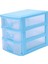 2x Mini Yarı Saydam Çekmece Tipi Plastik Saklama Kutusu (Mavi 3 Kat) (Yurt Dışından) 1