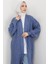 Kiraz Desenli Uzun Triko Hırka İndigo HM2334 3