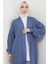 Kiraz Desenli Uzun Triko Hırka İndigo HM2334 4