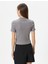 Balıkçı Yaka Crop Tişört Slim Fit Kısa Kollu Kaşkorse Pamuklu 4