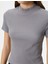 Balıkçı Yaka Crop Tişört Slim Fit Kısa Kollu Kaşkorse Pamuklu 5