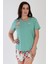 Pamuklu Kadın Büyük Beden Kısa Kol Şortlu Pijama Takım 1
