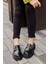 Belly Siyah Hakiki Deri Kalın Tabanlı Kadın Loafer 4