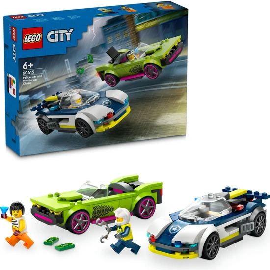 LEGO® City Polis Arabası ve Spor Araba Takibi 60415 - 6 Yaş ve Üzeri Çocuklar için Polis Minifigürü İçeren Yaratıcı Oyuncak Yapım Seti (213 Parça)