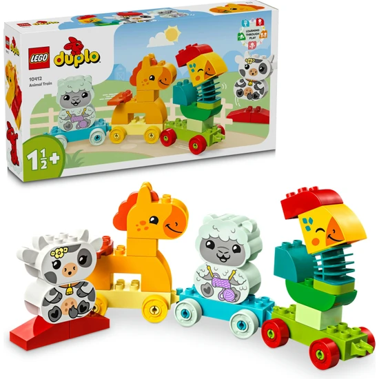 LEGO® DUPLO® İlk Hayvan Trenim 10412 - 1 Buçuk Yaş ve Üzeri Çocuklar için Tekerlekli Oyuncak Tren İçeren Eğitici Yapım Seti (19 Parça)