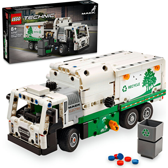 LEGO® Technic Mack® LR Electric Çöp Kamyonu 42167 - 8 Yaş ve Üzeri Çocuklar için Geri Dönüşüm Temalı Koleksiyonluk Yaratıcı Oyuncak Model Yapım Seti (503 Parça)