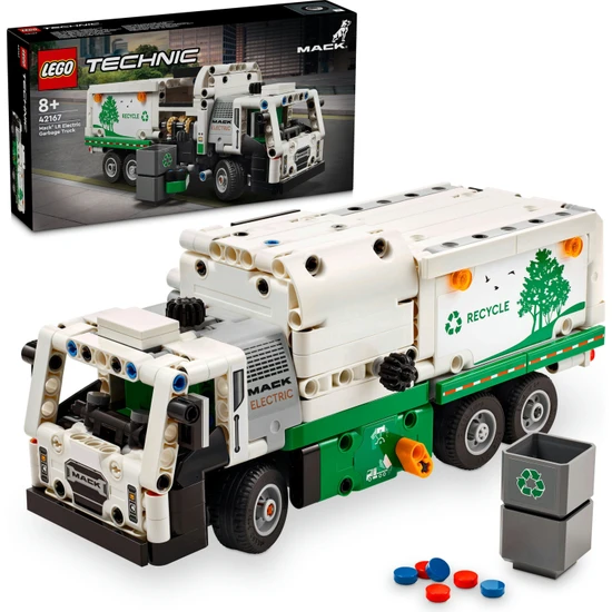 LEGO® Technic Mack® LR Electric Çöp Kamyonu 42167 - 8 Yaş ve Üzeri Çocuklar için Geri Dönüşüm Temalı Koleksiyonluk Yaratıcı Oyuncak Model Yapım Seti (503 Parça)