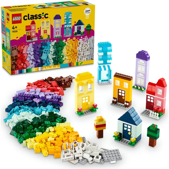 LEGO® Classic Yaratıcı Evler 11035 - 4 Yaş ve Üzeri Çocuklar için 6 Adet Ev Figürü İçeren Yaratıcı Oyuncak Yapım Seti (850 Parça)