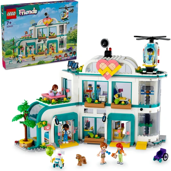 LEGO® Friends Heartlake City Hastanesi 42621 - 7 Yaş ve Üzeri Çocuklar için Helikopter Modeli İçeren Yaratıcı Oyuncak Yapım Seti (1045 Parça)