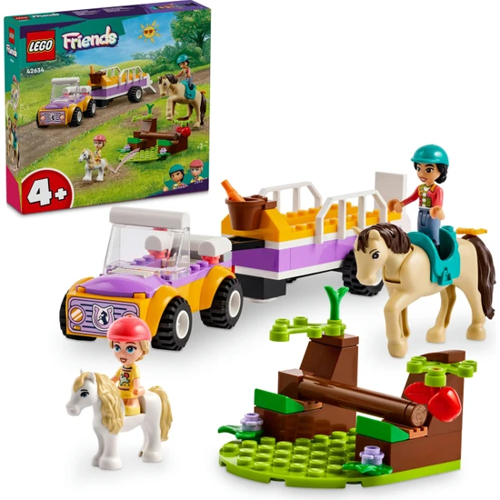 LEGO® Friends At ve Midilli Römorku 42634 - 4 Yaş ve Üzeri Çocuklar için Liann ve Zoya Minifigürü İçeren Yaratıcı Oyuncak Yapım Seti (105 Parça)