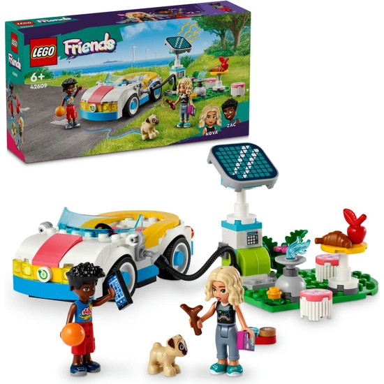 LEGO® Friends Elektrikli Araba ve Şarj İstasyonu 42609 - 6 Yaş ve Üzeri Çocuklar için Zac ve Nova Minifigürü İçeren Yaratıcı Oyuncak Yapım Seti (170 Parça)