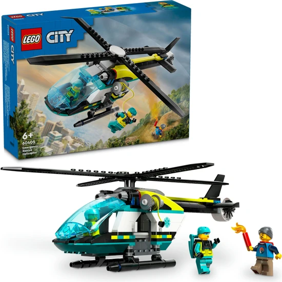 LEGO® City Acil Kurtarma Helikopteri 60405 - 6 Yaş ve Üzeri Çocuklar için Helikopter İçeren Yaratıcı Oyuncak Yapım Seti (226 Parça)