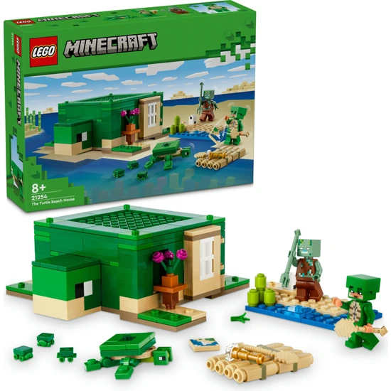 LEGO® Minecraft® Kaplumbağa Plaj Evi 21254 - 7 Yaş ve Üzeri Macera Oyunları Seven Çocuklar İçin 3 adet LEGO® Minecraft Minifigürü içeren Yaratıcı Oyuncak Yapım Seti (234 Parça)