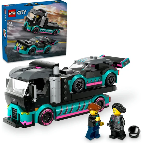 LEGO® City Yarış Arabası ve Araba Taşıyıcı Kamyon 60406 - 6 Yaş ve Üzeri Çocuklar için Yaratıcı Oyuncak Yapım Seti (328 Parça)
