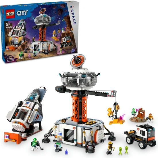 LEGO® City Uzay Üssü ve Roket Fırlatma Rampası 60434 - 8 Yaş ve Üzeri Çocuklar için Uzay Mekiği İçeren Yaratıcı Oyuncak Yapım Seti (1422 Parça)