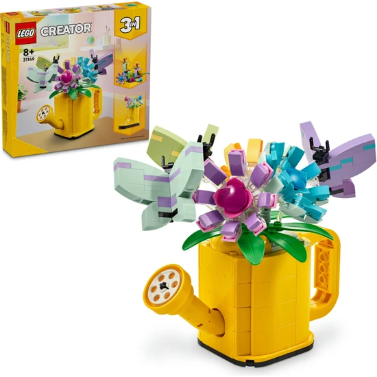 LEGO® Creator Sulama Kabında Çiçekler 31149 - 8 Yaş ve Üzeri Çocuklar için Çizme ve Kuş Modeli Seçenekleri İçeren 3#ü 1 Arada Yaratıcı Oyuncak Yapım Seti (420 Parça)