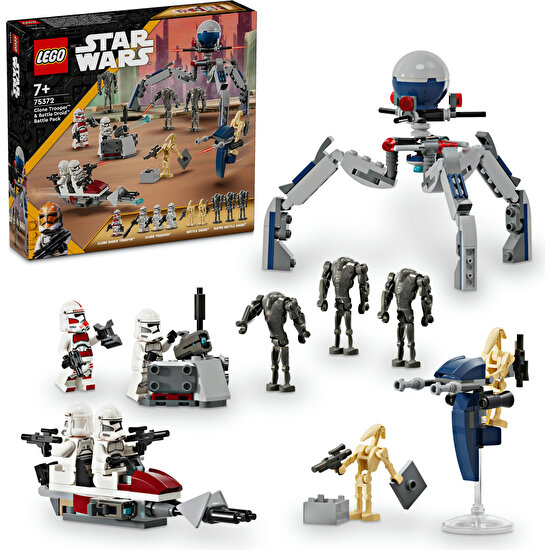 LEGO® Star Wars# Klon Trooper ve Savaş Droidi Savaş Paketi Seti 75372- 7 Yaş ve Üzeri Star Wars Sevenler için Yaratıcı Oyuncak Yapım Seti (215 Parça)
