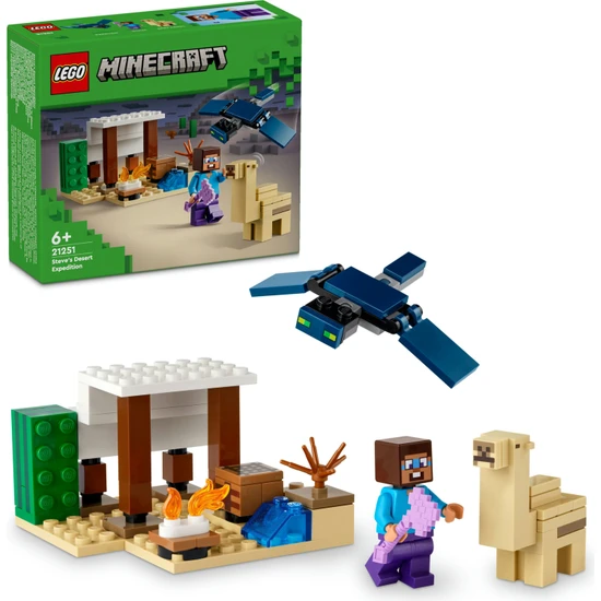 LEGO® Minecraft® Steve'in Çöl Keşfi 21251 - 6 Yaş ve Üzeri Macera Oyunları Seven Çocuklar için 3 Adet LEGO® Minecraft Minifigürü içeren Yaratıcı Oyuncak Yapım Seti (75 Parça)