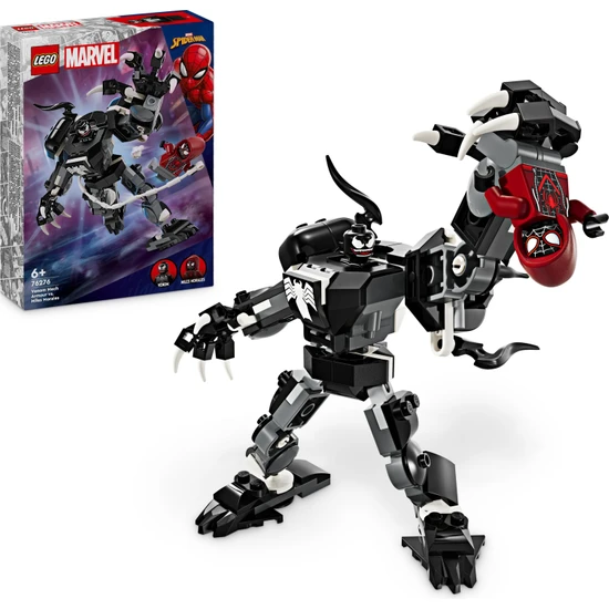 LEGO® Marvel Venom Robot Zırhı Miles Morales#e Karşı 76276 - 6 Yaş ve Üzeri Süper Kahraman Seven Çocuklar için İnşa Edilebilen Yaratıcı Oyuncak Yapım Seti (134 parça)