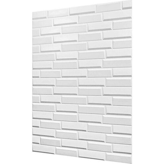 BienHome 50X35 cm 0,17 M² Kendinden Yapışkanlı Duvar Kağıdı Esnek Köpük Paneli 3D Boyutlu Piramit Desen Beyaz