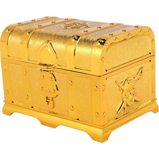 Humble Korsan Hazine Sandığı Dekoratif Hazine Sandığı Hatıra Mücevher Kutusu Plastik Oyuncak Hazine Kutuları Parti Dekor Büyük Boy Galvanik Altın (Yurt Dışından)