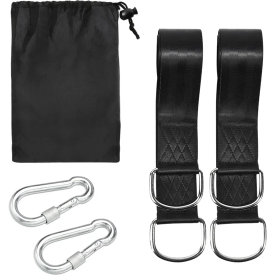 Humble Geniş Kayışlı Salıncak Hamak Bağlantı Kemeri Çok Amaçlı Bağlama Halatı 2 Ağaç Salıncak Kayışı + 2 Vidalı Kilit Karabina (Yurt Dışından)