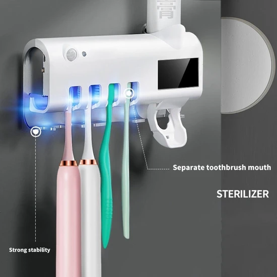 Humble Uv Diş Fırçası Tutucu Diş Fırçası Dezenfekte Otomatik Diş Macunu Dispenseri Sıkacakları Ev Banyo Aksesuarları-B (Yurt Dışından)