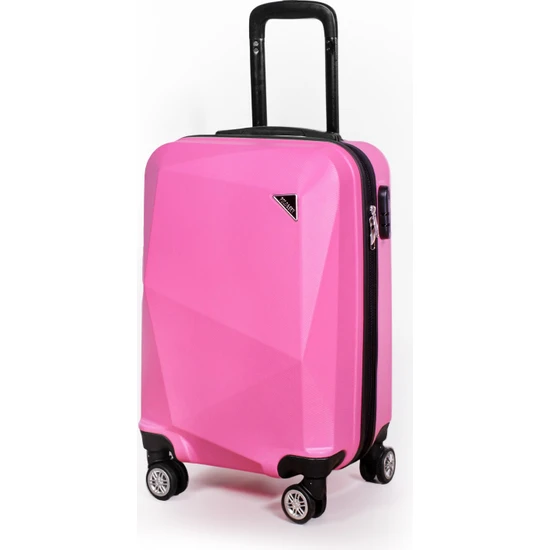 Polo&sky Elmas Model Pembe Renk Kabin Boy Valiz Bavul