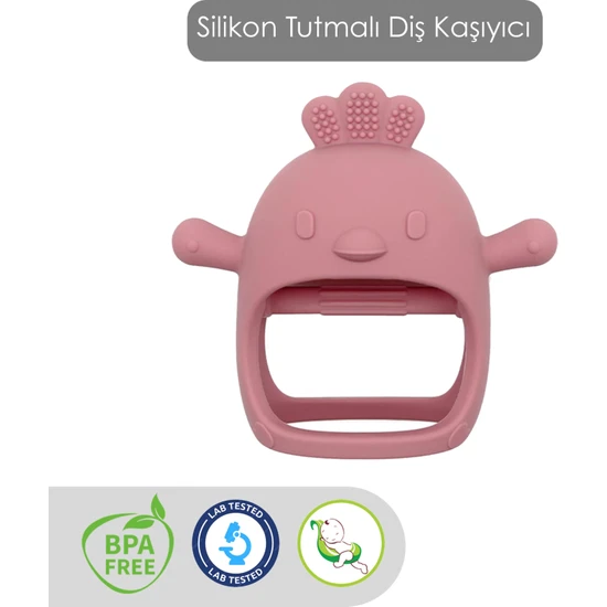 Meleni Baby Silikon Bebek Diş Kaşıyıcı - Diş Kaşıma Eldiveni Yenidoğan Dişlik Pembe