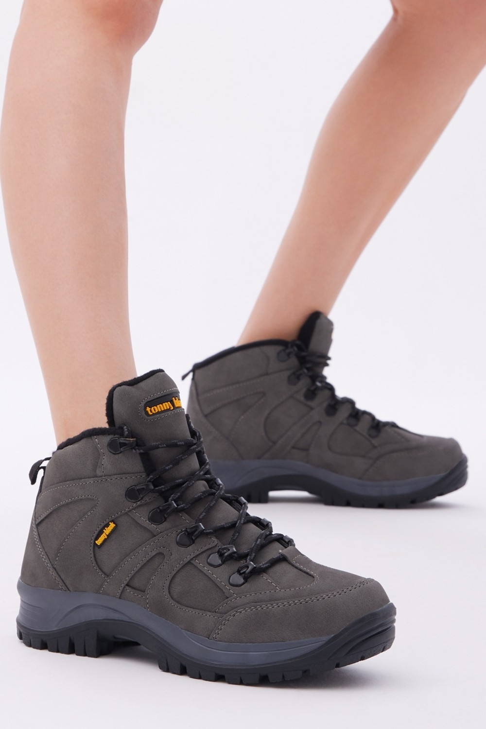 Tonny Black Unisex Füme Su Geçirmez Deri Trekking Bot, Bağcıklı, Kaymaz ve Rahat Tabanlı Outdoor Ayakkabı görsel 4