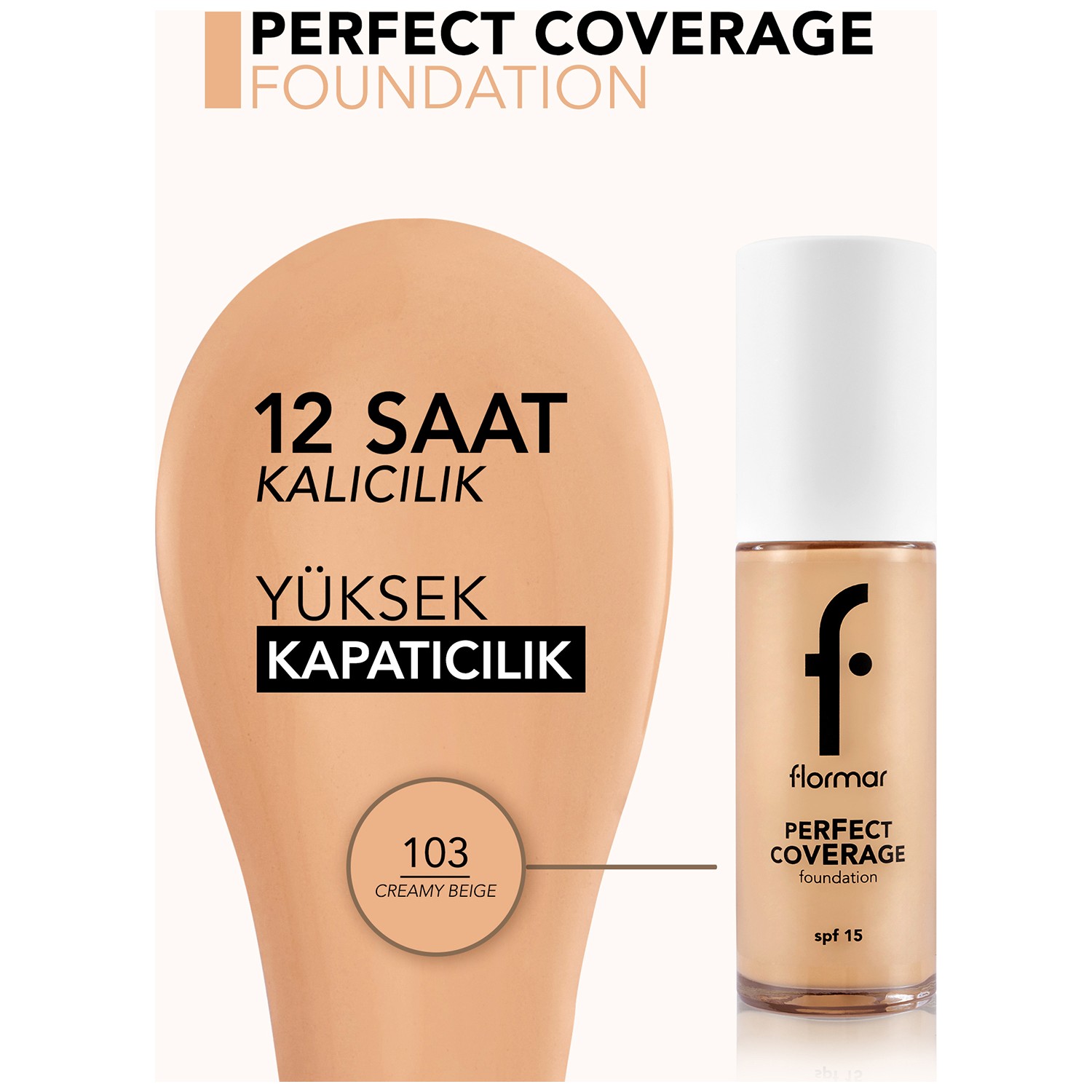 Flormar Cosmetics Kıbrıs - Uzun süre kalıcılık sunan, cildine canlı bir  görünüm kazandıran ve yüksek kapatıcılığa sahip bir fondöten arıyorsan Flormar  Perfect Coverage Foundation seninle! İçeriğinde bulunan zeytinyağı özü  sayesinde cildinin nem