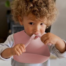 Meleni Baby 2'li Silikon Bebek Beslenme Seti - Vakum Tabanlı Mama Tabağı Diş Kaşıyıcılı Silikon Kaşık