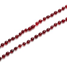 Amber By Mazukna Karayip Damla Kehribar Kolye, Yetişkin Serbest Kesim Kırmızı Renk Takı Kolye