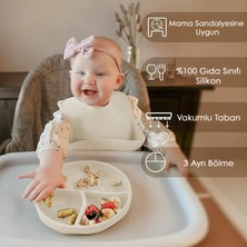 Meleni Baby 4'lü Silikon Beslenme Seti - Silikon Mama Önlüğü Kulplu Bardak Mama Kaşığı Vakum Tabanlı Tabak