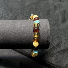 Amber By Mazukna Baltık Damla Kehribar Yetişkin Serbest Kesim Çok Renkli Esnek Misina Bileklik
