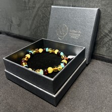 Amber By Mazukna Baltık Damla Kehribar Yetişkin Serbest Kesim Çok Renkli Esnek Misina Bileklik