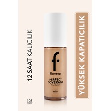 Flormar Perfect Coverage Yoğun Kapatıcı Su Bazlı Fondöten  (Soğuk Alt Ton) -108 Honey -8682536058285