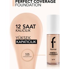 Flormar Perfect Coverage Yoğun Kapatıcı Su Bazlı Fondöten (Soğuk Alt Ton)-105 Porcelain Ivory-8682536058223