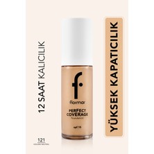 Flormar Perfect Coverage Yoğun Kapatıcı Su Bazlı Fondöten (Nötr Alt Ton) -121 Golden Natural -8682536058322